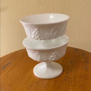 Set of 2 Milk Glass Desert Dishes